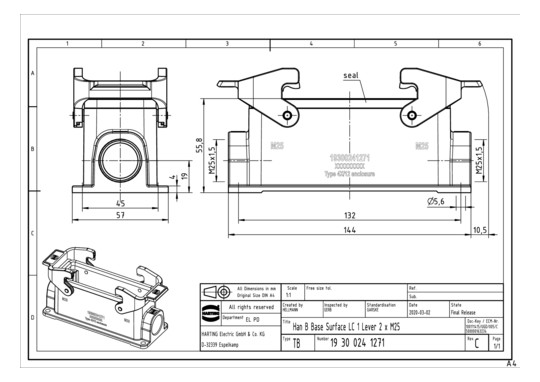 HART Sockelgehäuse 2xM25     19300241271 
