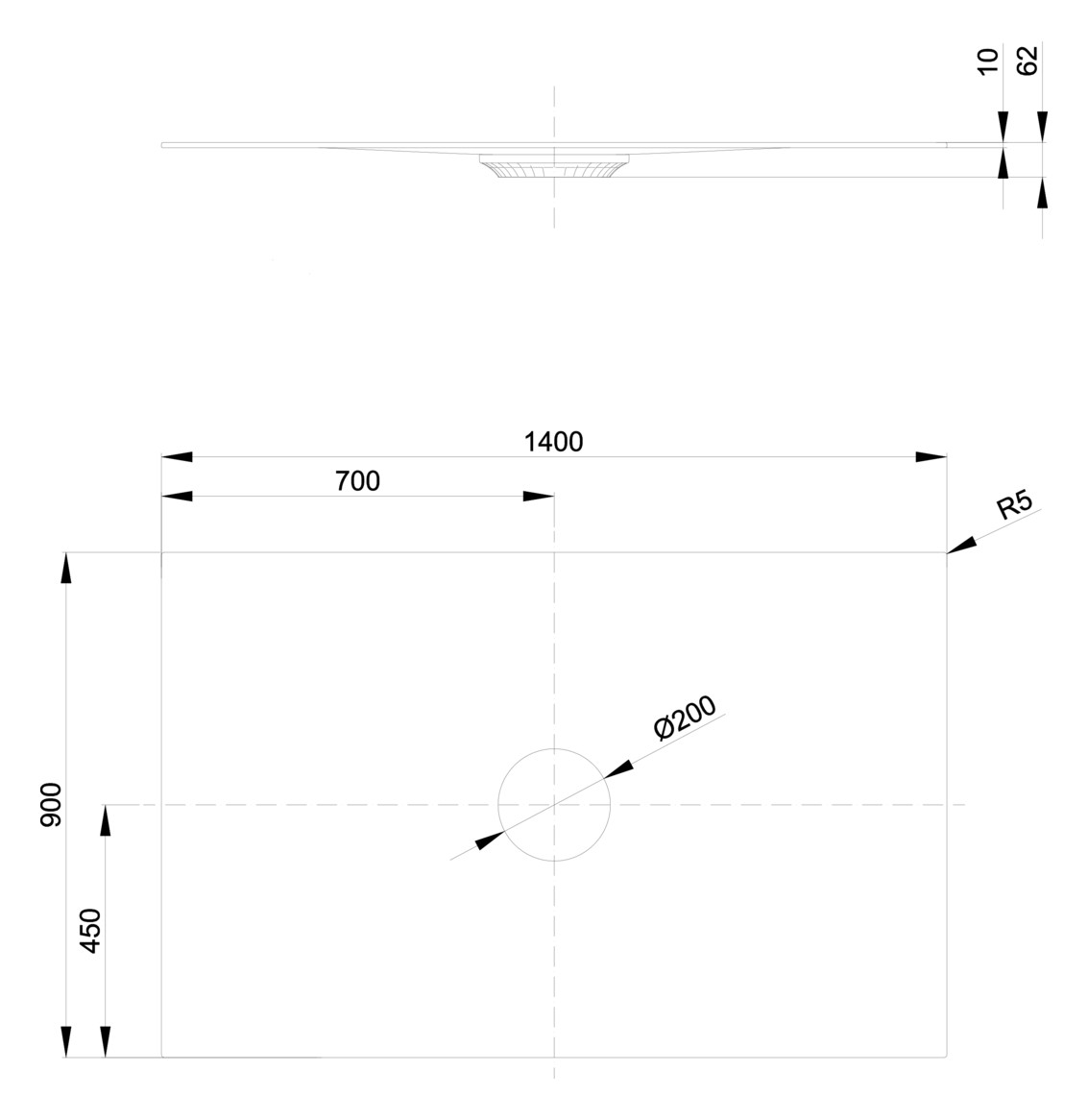 Bette Duschfliese PLUS BetteAir 1400 x 900 mm, pergamon, Rechteck, glasierter Titan-Stahl