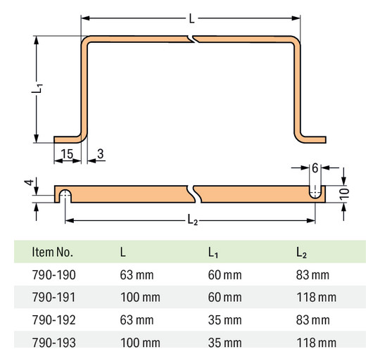Sammelschiene Serie 790 Profil 93x10x35mm