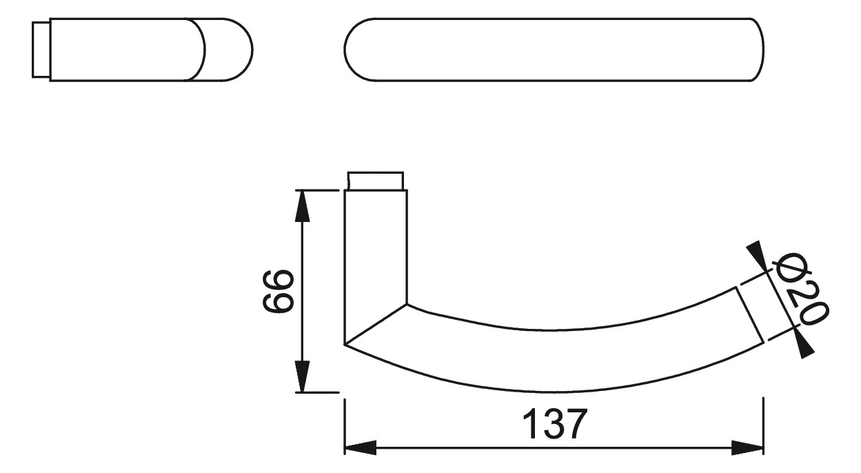 Bild HOPPE Drückerpaar Trondheim GD-E1430Z, 8mm, Stiftlänge 66mm, DIN Links-Rechts, Türstärke min. 35, Türstärke maximal 45mm, edelstahl matt-1