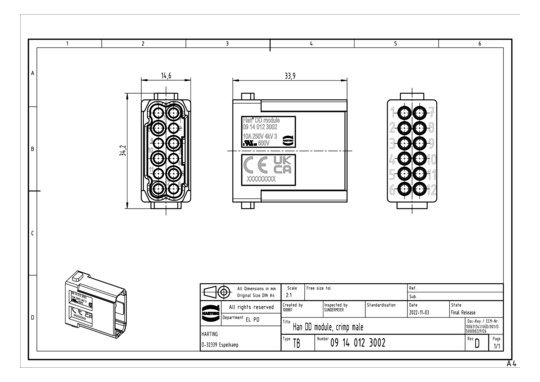 HART Han DD module, crimp    09140123002 