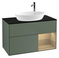 V&B Waschtisch-Unterschrank Finion 100cm, Abdeckplatte black matt, Regal Oak Veneer, Olive Matt Lacquer