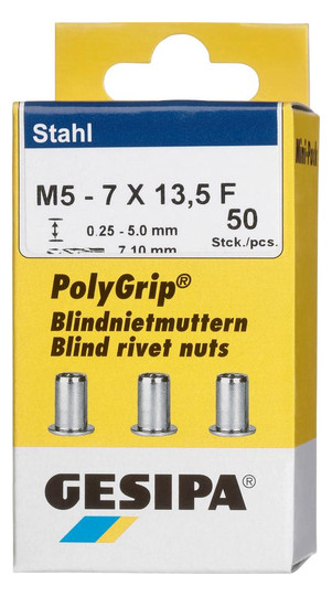 GESIPA-Polygrip-Blindnietmuttern Stahl - M5x7x13,5...
