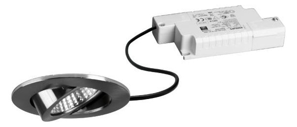 LED-Einbaustrahler 6W 3000K 630lm Konv ni mt 1LED Alu IP20 RF:hochglänzend LED-Einbaustrahler 6W 3000K 630lm Konv ni mt 1LED Alu IP20 RF:hochglänzend
