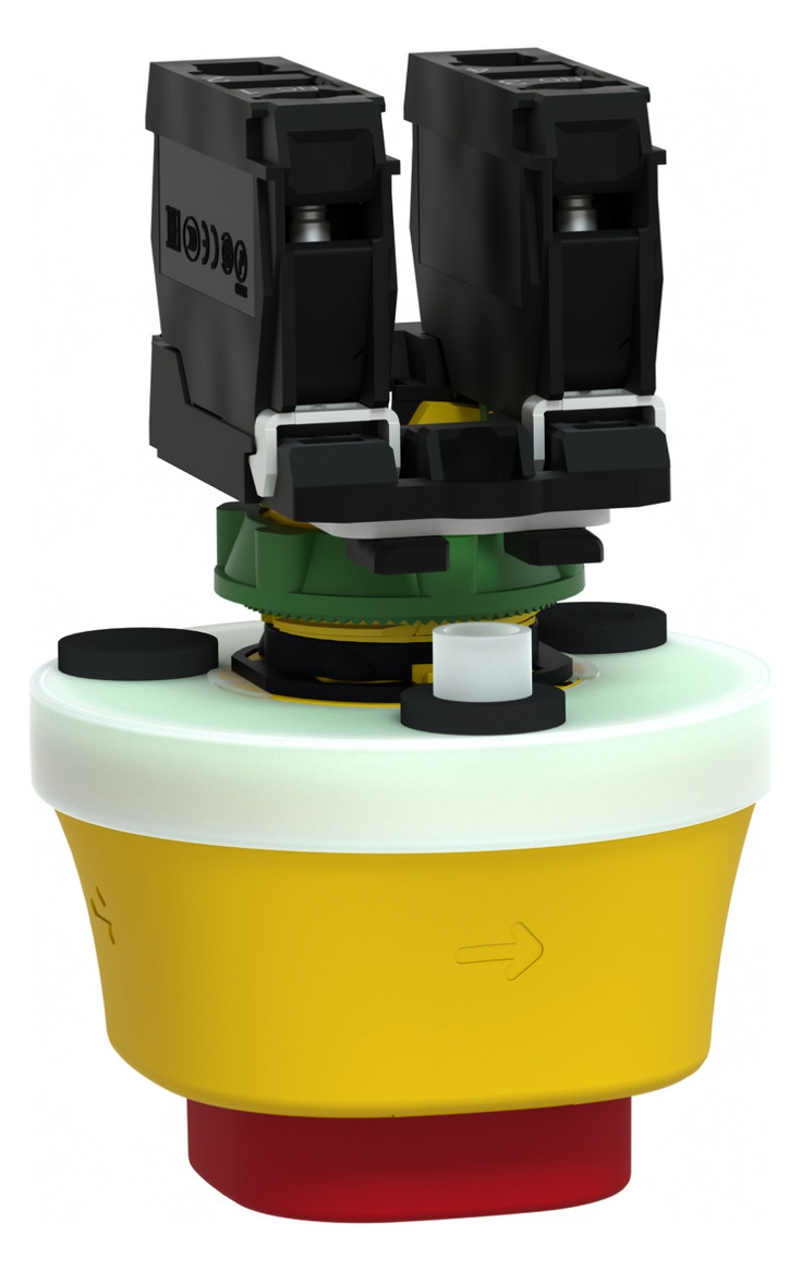 Not-Aus Taster EB IP66 Dreh 1S 1Ö m.Bel Ø22mm Einb Schraub