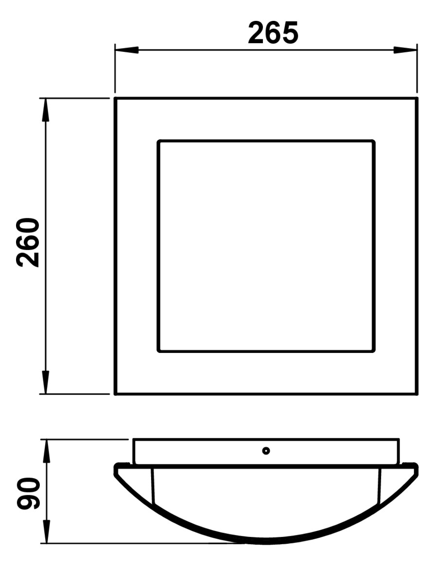 Glasleuchte 75W HV edst IP44 E27 260x265x90mm