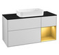 V&B Waschtisch-Unterschrank Wandbeleuchtung Finion 120cm, Abdeckplatte black matt, Regal rechts Gold matt, White matt lacquer