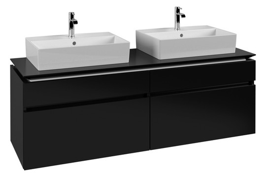 V&B Waschtischunterschrank Legato 160x55x50cm, für 2 Waschtische, Black Matt Lacquer