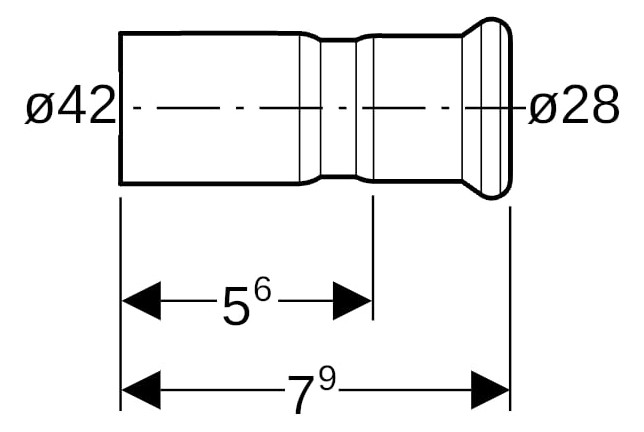 Geberit Gas-Reduktion Mapress Ø 42 x 28 mm, mit Einschubende, Kupfer