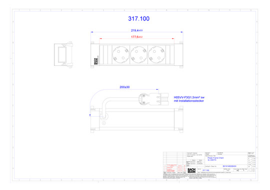 Bachmann POWER FRAME 3xSchuko    317.100 