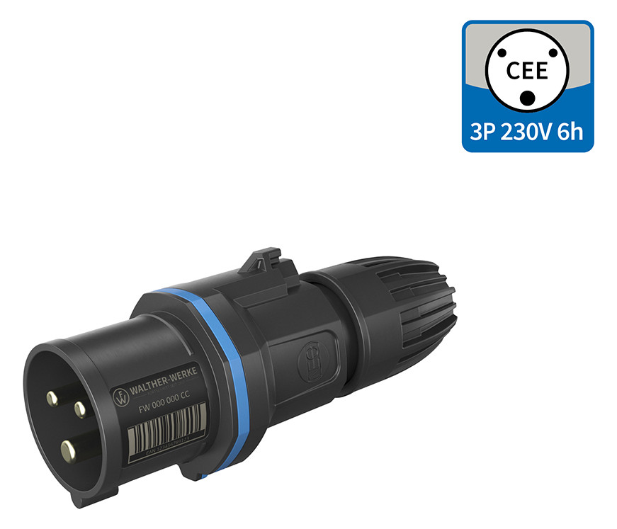 CEE-Stecker 3p 16A IP54 230V/bl 6h Schraubkl Kst Verschraubung