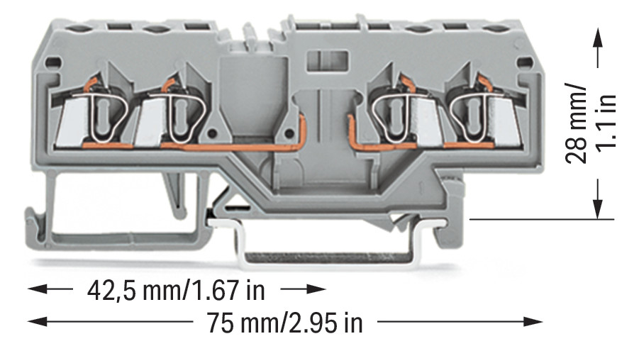Reihenklemme 0,08-2,5qmm Serie 280 10A 1Etage 4kl gr Hutschiene TH35