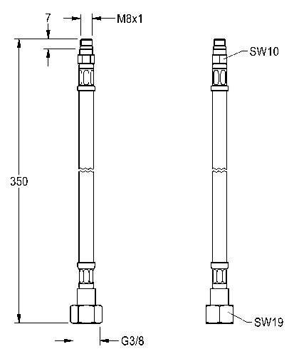 82-024-03-008-Anschlussschlauch 3/8xM18x1, Länge 350mm