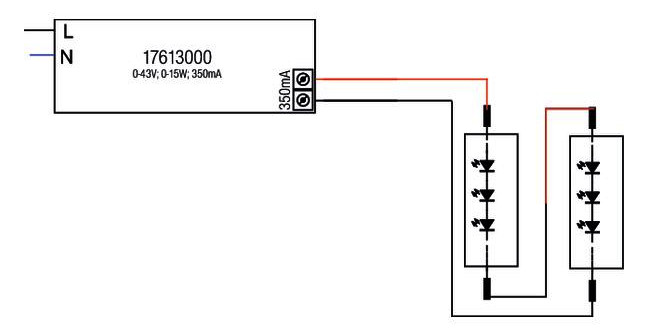 LED-Trafo 1-15W 350mA 43V IP20 Kstgeh stat 115x34x19mm