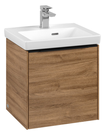 V&B Waschtisch-Unterschrank Subway 3.0 42,3x42,9x37,8cm, Schanier links/Griff Volcano black, kansas oak