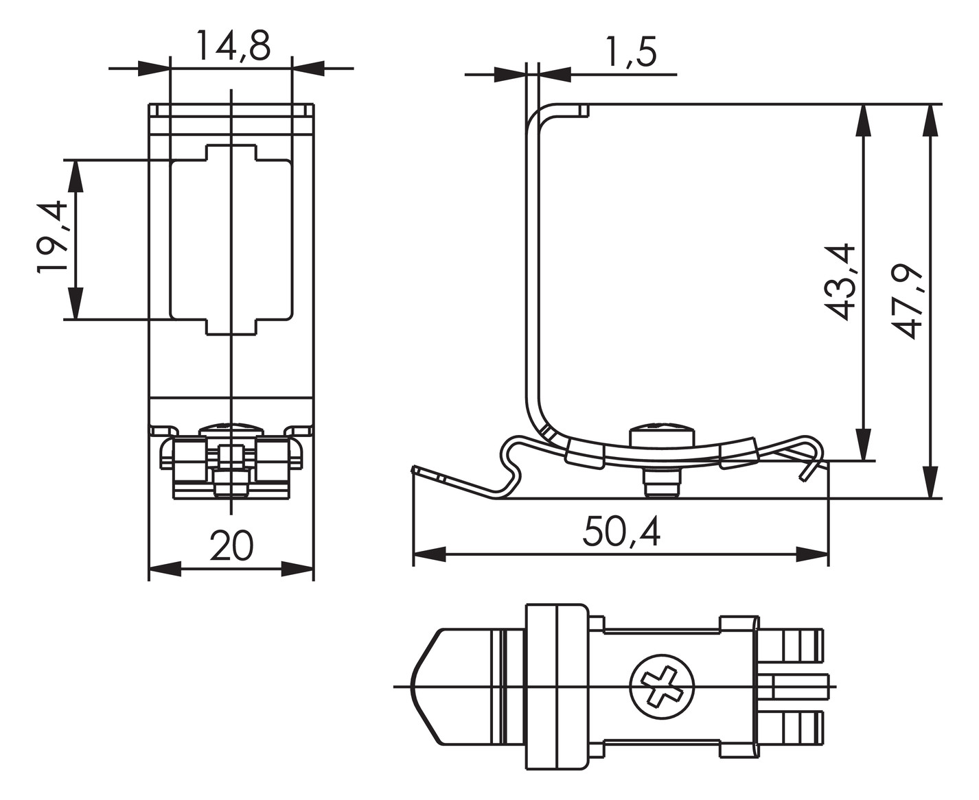 Hutschienenadapter TS35 ger Metall