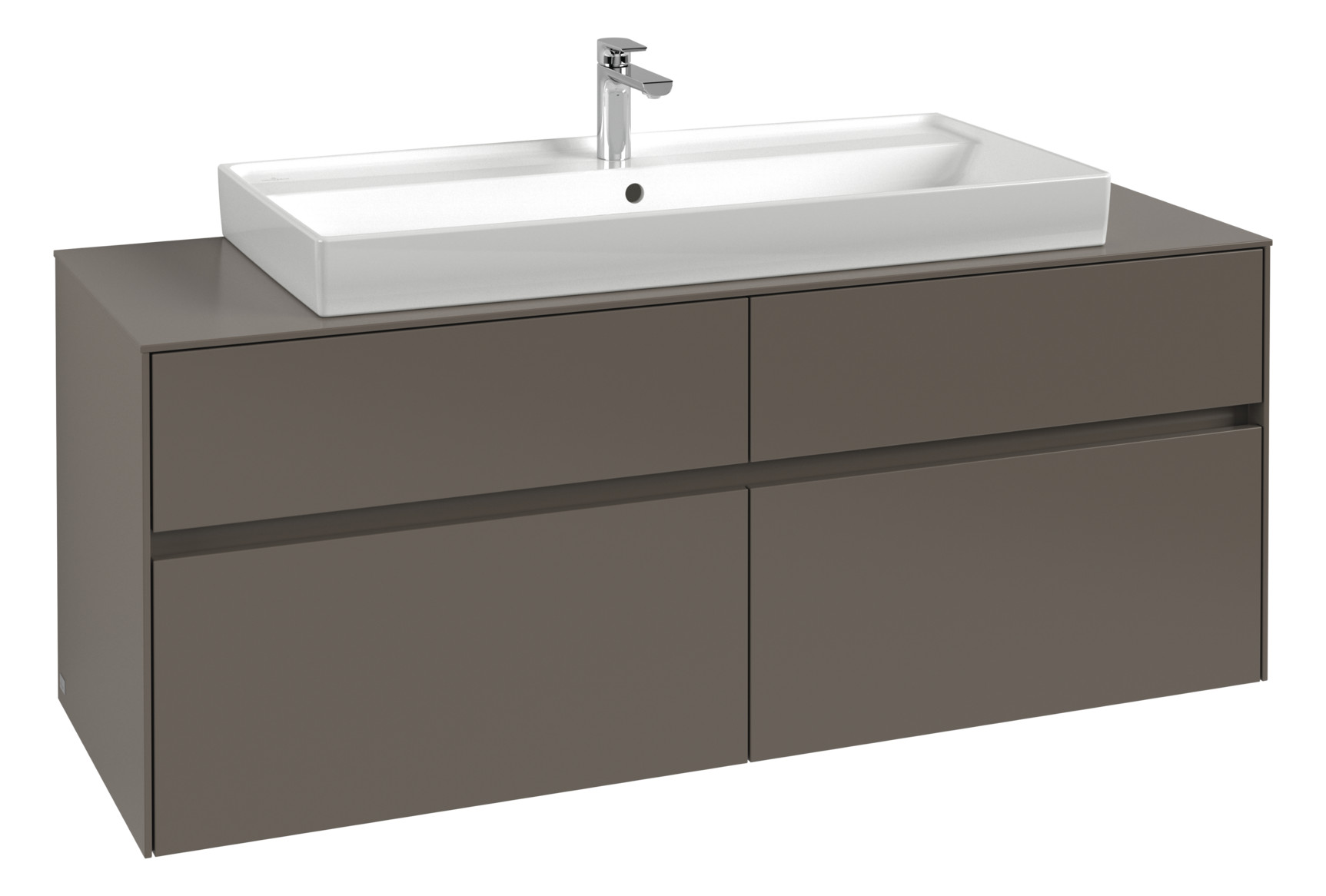 V&B Waschtischunterschrank Collaro 140x54,8x50cm, Waschtisch mittig, LED-Beleuchtung 10,4 W, glossy white