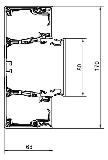 Geräteeinbaukanal Kst 170x68mm gra-sw RAL9011 GEB-K gra/sw unbeh 9130qmm