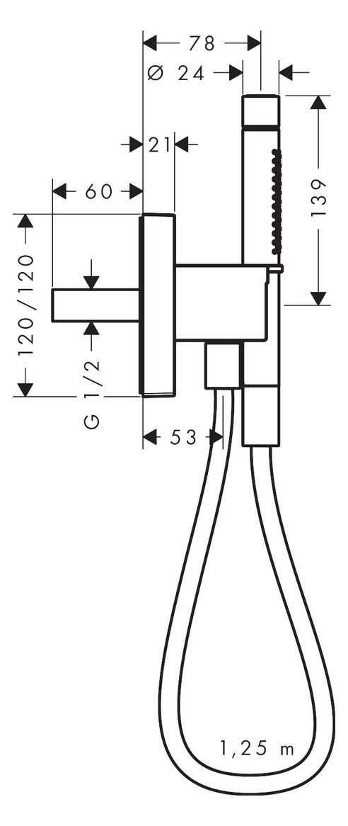 hansgrohe Portereinheit Axor Starck Organic mit Stabhandbrause 2jet, Brauseschlauch, 120x120mm, chrom