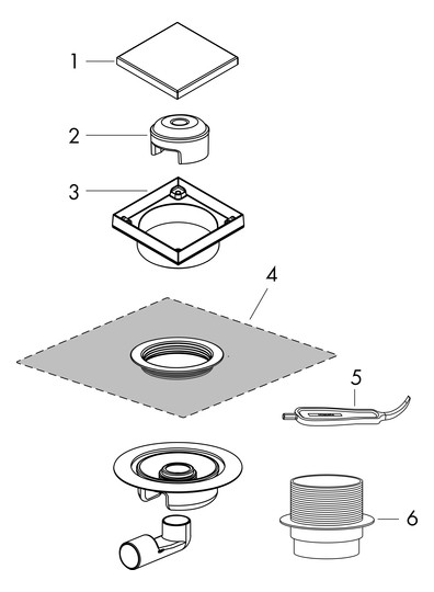 hansgrohe RainDrain Spot Boden-Punktablauf Komplettset, 150x150mm, rückseitig befliesbar, Edelstahl