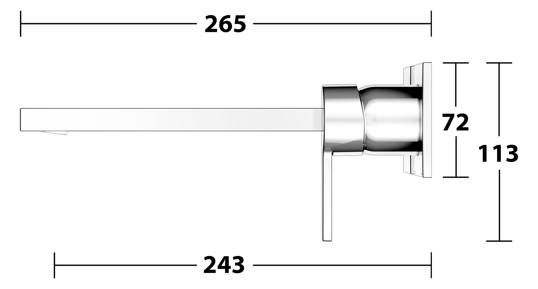 KEUCO Waschtisch-2-Loch-Wandarmatur Edition 11 Unterputz-Montage, ohne Ablaufgarnitur, Ausladung 243 mm, verchromt