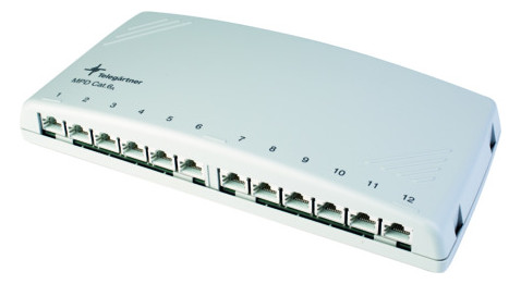 Patchpanel 12Ports MPD12-HS K Cat6A Wandmont Schirm RAL7035 118x255x37mm