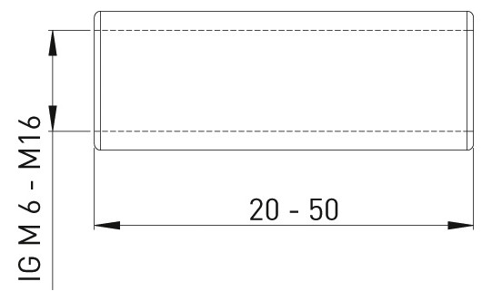 ASW Gewindemuffe M 16 x 40 mm, rund mit durchgehendem Gewinde, Edelstahl 1.4301