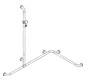 HEWI Duschhandlauf 801 1185/762 x 1250 mm, tiefschwarz, mit Brausehalterstange