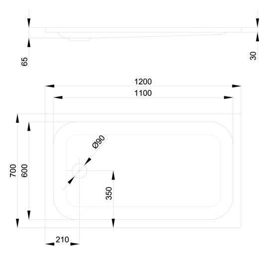 Duschwanne BetteSupra 5980 120x70x6,5cm, pergamon