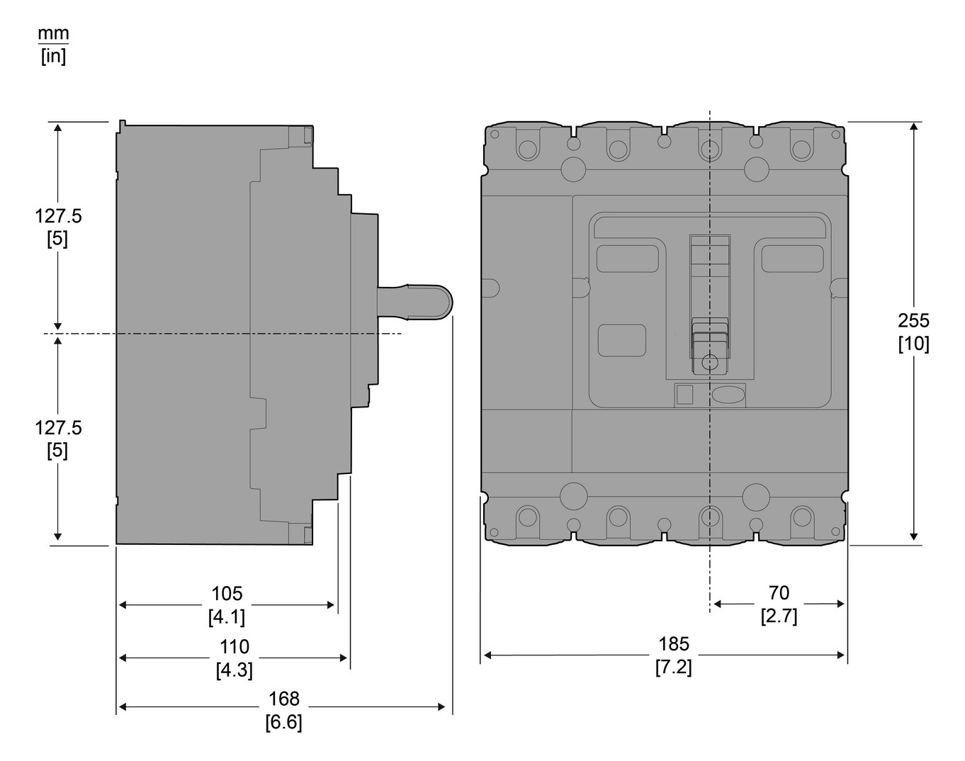 Leistungsschalter 200A 4p 175-250A/In Motorantrieb optional IP30 Festeinbau