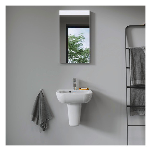 Duravit Handwaschbecken D-Code 45x34cm, mit Hahnloch, Überlauf, Hahnlochbank, weiß