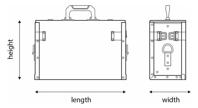 Werkzeugtasche leer Leder/Metall 210x340x460mm Signalrot