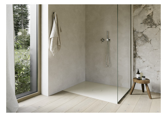 Bette Duschfliese Antirutsch Pro BetteAir 1000 x 900 mm, cream, Rechteck, glasierter Titan-Stahl, mit Minimum-Täger