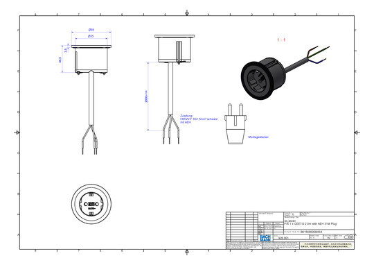 Bachmann PIX 1xSchuko sw 2,0m    926.001 
