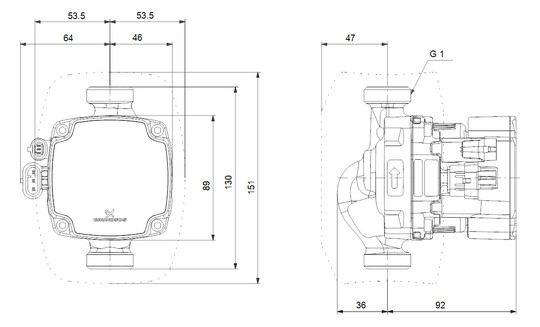 GRUNDFOS Hocheffizienz Umwälzpumpe ALPHA2 GO 15-60 130 220-240V 9H DF0