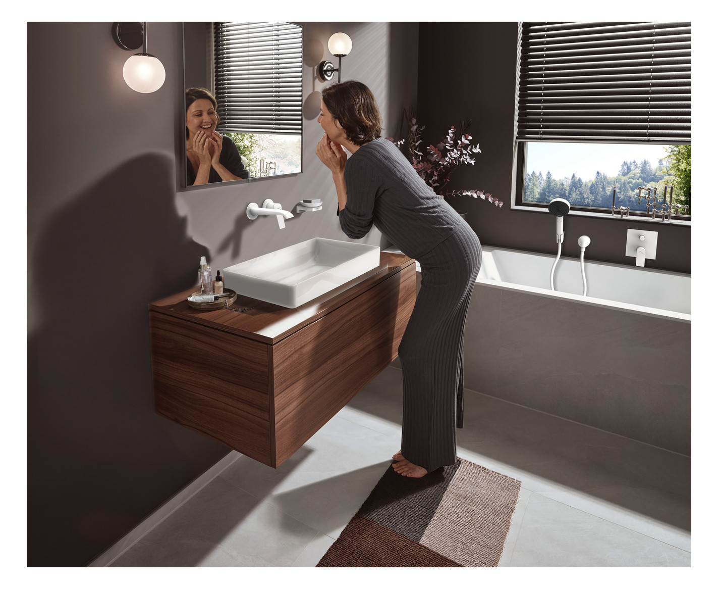 hansgrohe Fertigmontageset Vivenis UP-Wannen-Einhebelmischer, mattweiß