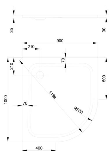 Duschwanne BetteCorner 5464 100x90x3,5cm, raven