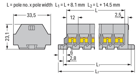 Klemmleiste 7p gr Serie 262 24A Thermopl 0,08-4qmm 98,5mm Federzugans