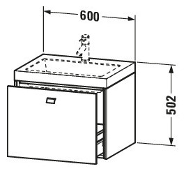 Duravit Waschtischunterschrankset Brioso 60 x 48 cm, Basalt matt, ohne Hahnloch