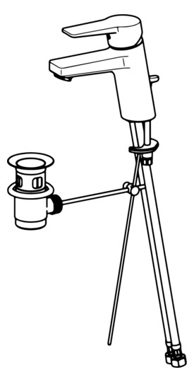 HANSA Waschtisch-Einhebelmischer HANSATWIST mit Ablaufgarnitur, Ausladung 121mm, chrom