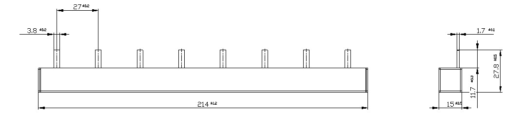 Phasenschiene 1ph 18mm 214mm 10qmm 50A Stift Isoliert