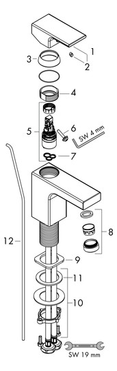 hansgrohe Waschtisch-Einhebelmischer 190 Vernis Shape mit Zugstangen-Ablaufgarnitur, mattschwarz