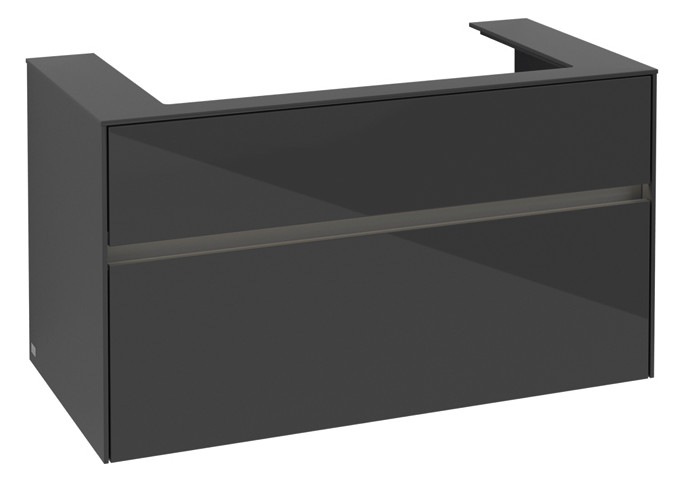 V&B Waschtischunterschrank Collaro 100x54,8x50cm, Waschtisch mittig, LED-Beleuchtung 7,3 W, glossy grey