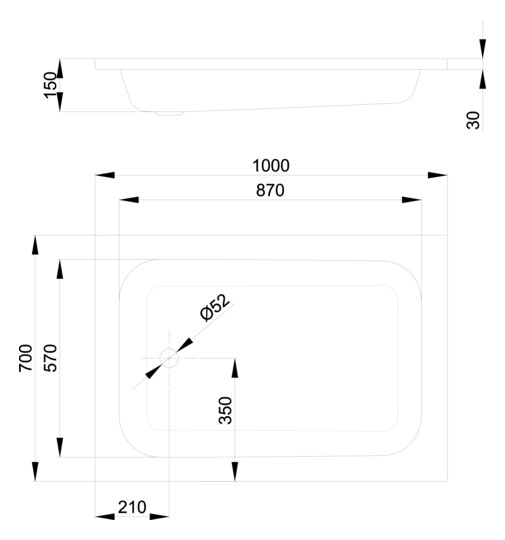 Duschwanne BetteQuinta 100x70x15cm, capri