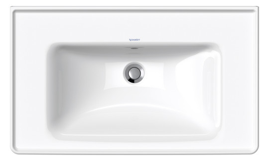 Duravit Möbel-Waschtisch D-Neo 80 x 48 cm, ohne Hahnloch, weiß WonderGliss, mit Überlauf, Hahnlochbank