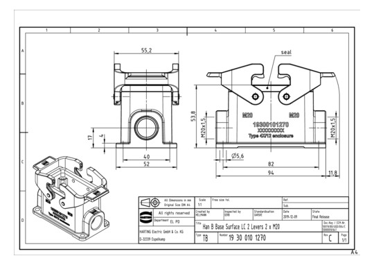 HART Sockelgehäuse M2x20     19300101270 