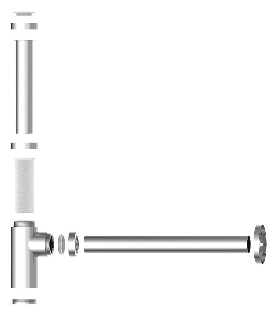 Bild DS-5WK Flaschensiphon, Chrom, 1 1/4"" x 32 mm - KIRCHHOFF-5