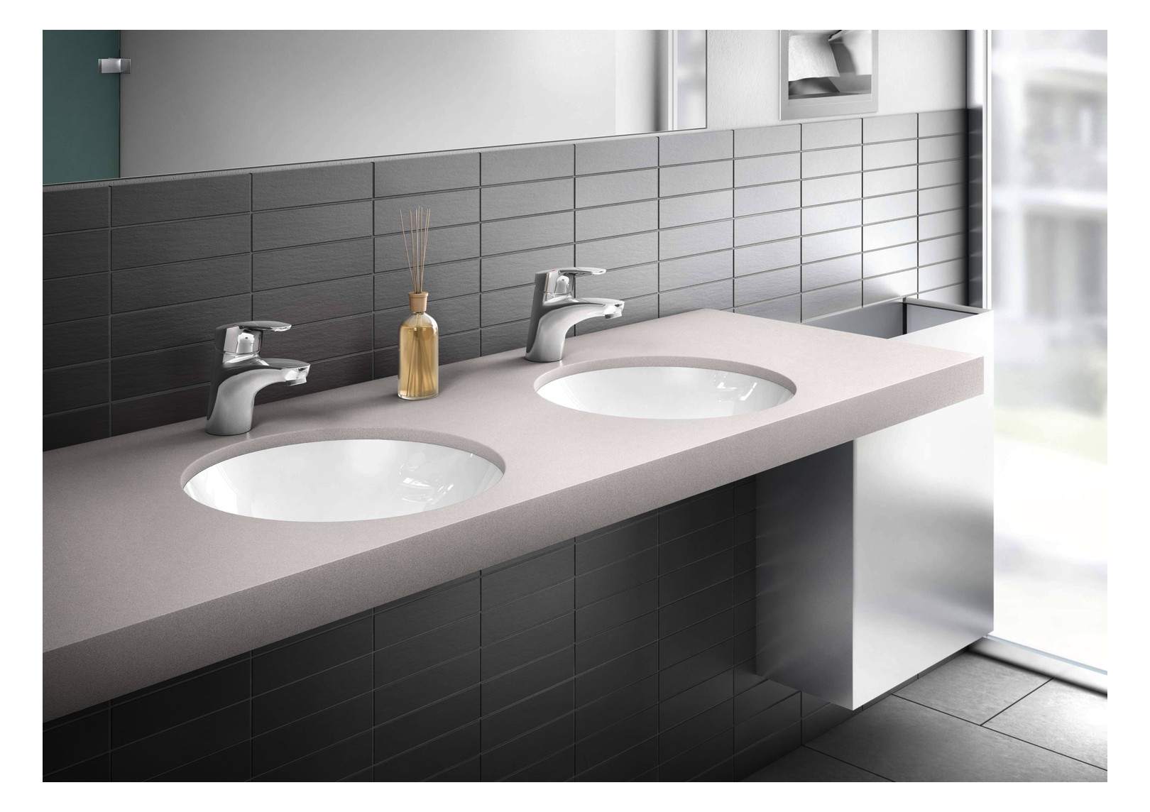 HANSA Waschtisch-Einhebelmischer HANSAMIX mit Ablaufgarnitur, flexible Druckschläuche, Ausladung 141 mm, chrom