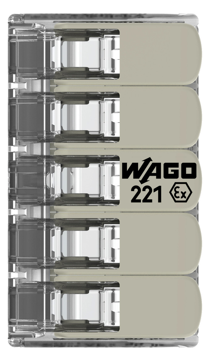 Steckklemme 5f 450V 32A Serie 221 0,14-4qmm m.BetätiHebel f.Massivleiter