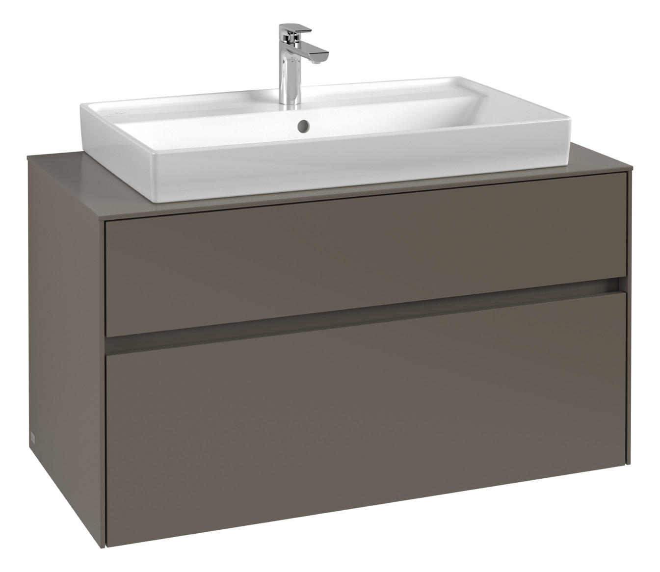 V&B Waschtischunterschrank Collaro 100x54,8x50cm, Waschtisch mittig, LED-Beleuchtung 7,3 W, glossy grey